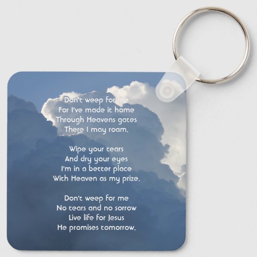 Christian Memorial Keepsake Clouds Sky Heavenly Sleutelhanger (Achterkant)