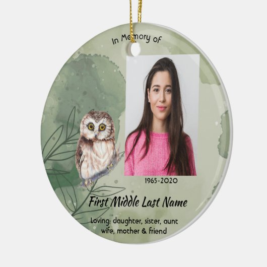 Christian Memorial Keepsake Cute Owl Bird Keramisch Ornament (Links)