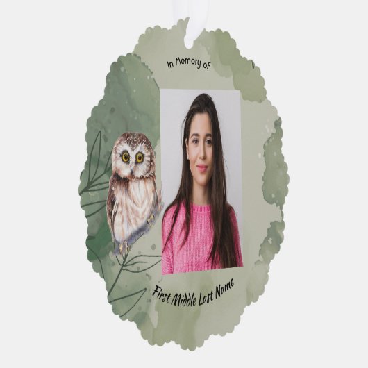 Christian Memorial Keepsake Cute Owl Bird Ornament Kaart (Rechts)