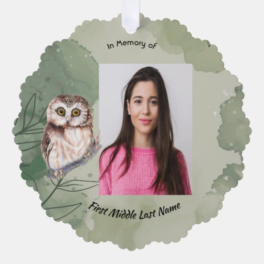 Christian Memorial Keepsake Cute Owl Bird Ornament Kaart (Voorkant)