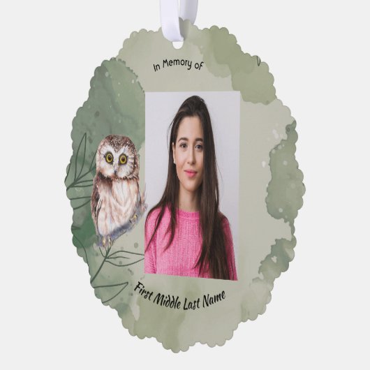 Christian Memorial Keepsake Cute Owl Bird Ornament Kaart (Links)