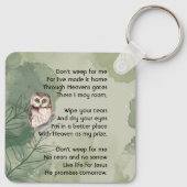 Christian Memorial Keepsake Cute Owl Bird Sleutelhanger (Achterkant)