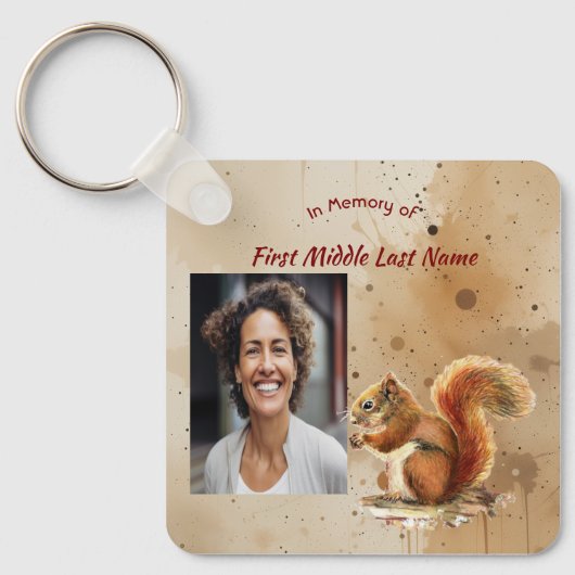 Christian Memorial Keepsake Cute Red Squirrel Sleutelhanger (Voorkant)