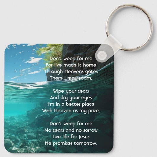 Christian Memorial Keepsake  Deep Sea Diving Diver Sleutelhanger (Achterkant)