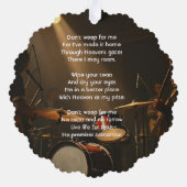Christian Memorial Keepsake Drummer Drums Band Ornament Kaart (Achterkant)