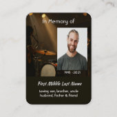 Christian Memorial Keepsake Drummer Drums Band  Visitekaartje (Voorkant)