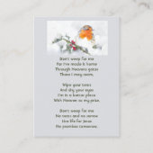 Christian Memorial Keepsake English Robin Bird Visitekaartje (Achterkant)