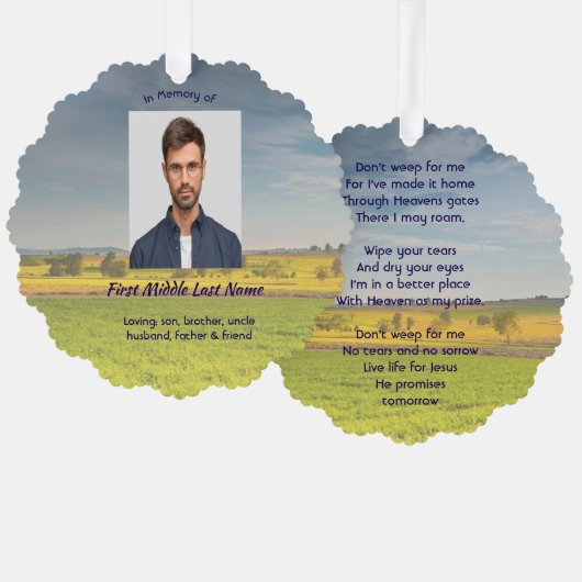 Christian Memorial Keepsake Farm Crop Prairie Ornament Kaart (Voorkant / Achterkant)