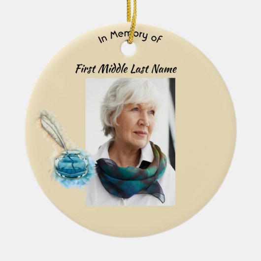 Christian Memorial Keepsake Feather Pen Keramisch Ornament (Voorkant)