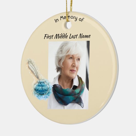 Christian Memorial Keepsake Feather Pen  Keramisch Ornament (Links)