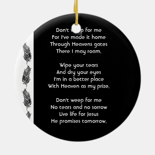 Christian Memorial Keepsake Feather Tribal Boho Keramisch Ornament (Achterkant)