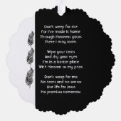 Christian Memorial Keepsake Feather Tribal Boho  Ornament Kaart (Achterkant)