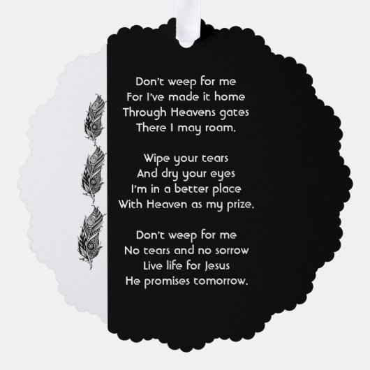 Christian Memorial Keepsake Feather Tribal Boho  Ornament Kaart (Achterkant)