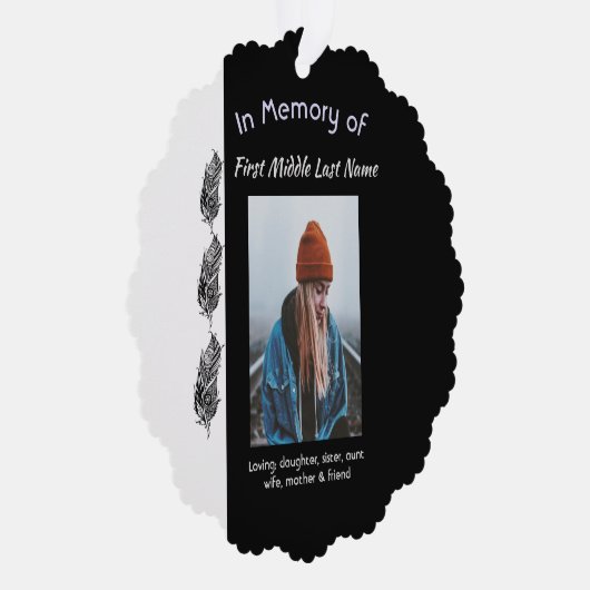 Christian Memorial Keepsake Feather Tribal Boho  Ornament Kaart (Rechts)