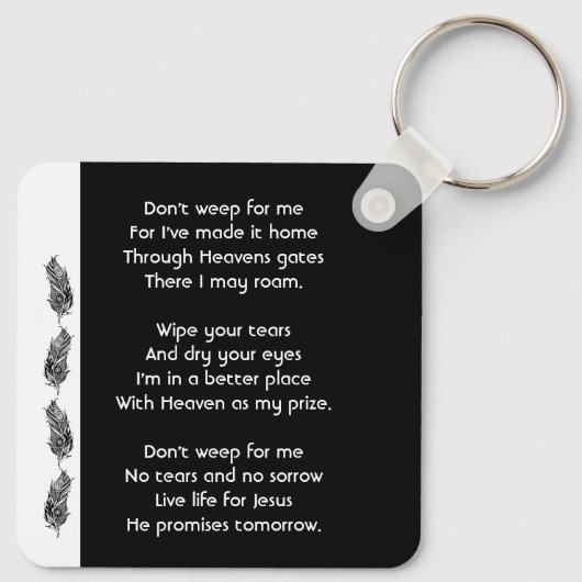 Christian Memorial Keepsake Feather Tribal Boho  Sleutelhanger (Achterkant)