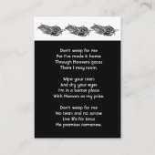 Christian Memorial Keepsake Feather Tribal Boho  Visitekaartje (Achterkant)