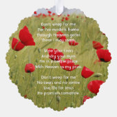 Christian Memorial Keepsake Field Red Poppy Ornament Kaart (Achterkant)