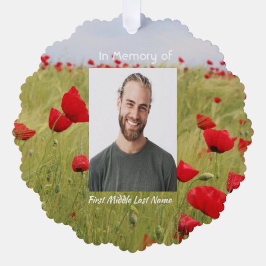 Christian Memorial Keepsake Field Red Poppy Ornament Kaart (Voorkant)