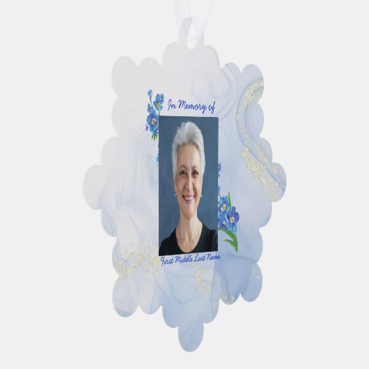 Christian Memorial Keepsake Forget me Not" Flowers Ornament Kaart (Rechts)