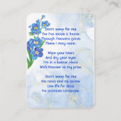 Christian Memorial Keepsake Forget me Not" Flowers Visitekaartje (Achterkant)