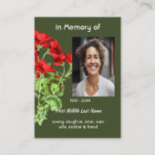 Christian Memorial Keepsake Geranium Flower Visitekaartje (Voorkant)