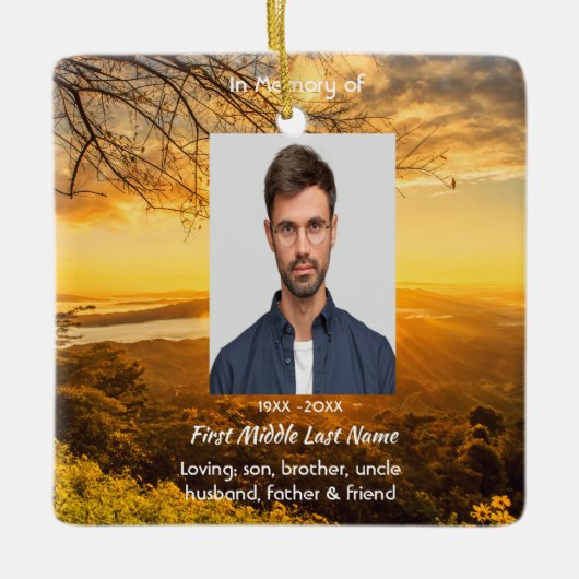 Christian Memorial Keepsake Golden Sunrise  Keramisch Ornament (Voorkant)