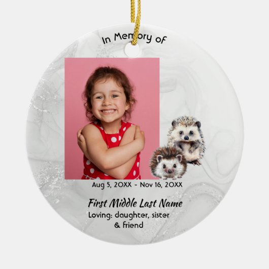Christian Memorial Keepsake Hedgehog Children   Keramisch Ornament (Voorkant)