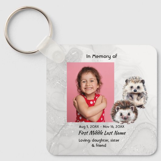 Christian Memorial Keepsake Hedgehog Children Sleutelhanger (Voorkant)