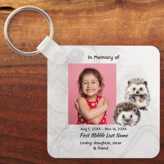 Christian Memorial Keepsake Hedgehog Children Sleutelhanger (Voorkant)