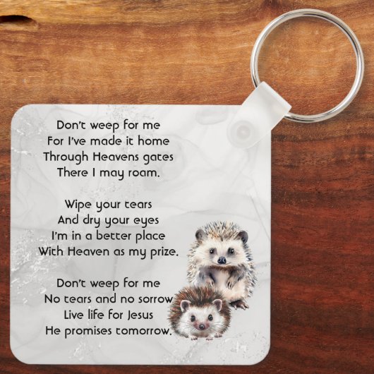 Christian Memorial Keepsake Hedgehog Children Sleutelhanger (Achterkant)