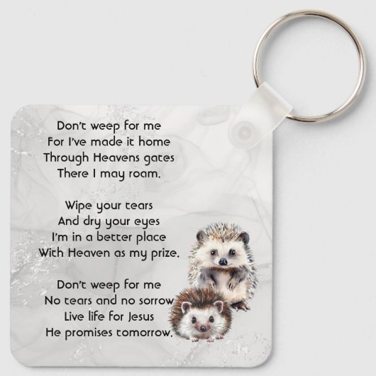 Christian Memorial Keepsake Hedgehog Children Sleutelhanger (Achterkant)