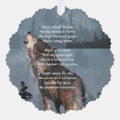 Christian Memorial Keepsake Howling Wolf Art Ornament Kaart (Achterkant)
