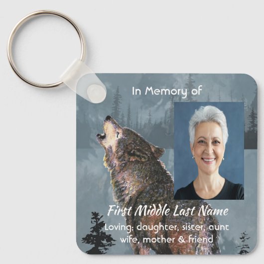 Christian Memorial Keepsake Howling Wolf Art Sleutelhanger (Voorkant)