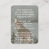 Christian Memorial Keepsake Howling Wolf Visitekaartje (Voorkant)