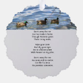 Christian Memorial Keepsake Lake Ducks Birds Ornament Kaart (Achterkant)