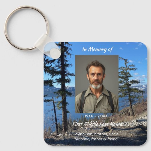 Christian Memorial Keepsake Lake Forest Trees Sleutelhanger (Voorkant)