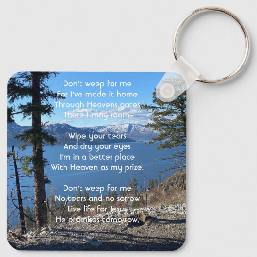 Christian Memorial Keepsake Lake Forest Trees Sleutelhanger (Achterkant)