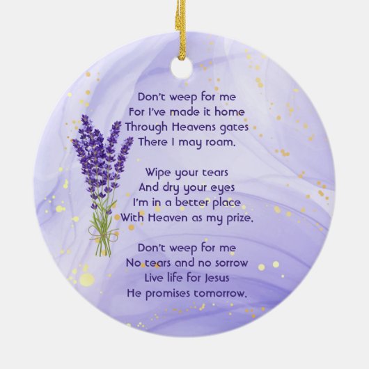 Christian Memorial Keepsake Lavender Garden Flower Keramisch Ornament (Achterkant)