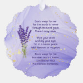 Christian Memorial Keepsake Lavender Garden Flower Ornament Kaart (Achterkant)