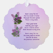 Christian Memorial Keepsake Lilac Garden Flower  Ornament Kaart (Achterkant)