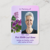 Christian Memorial Keepsake Lilac Garden Flower  Visitekaartje (Voorkant)