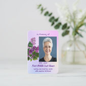 Christian Memorial Keepsake Lilac Garden Flower  Visitekaartje (Staand voorkant)