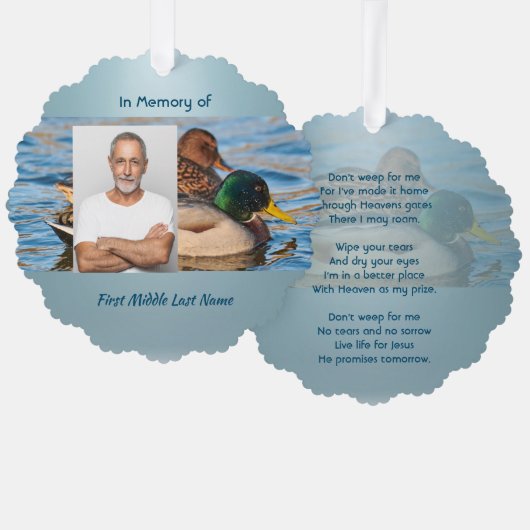 Christian Memorial Keepsake Mallard Ducks Bird Ornament Kaart (Voorkant / Achterkant)
