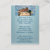 Christian Memorial Keepsake Mallard Ducks Bird Visitekaartje (Achterkant)