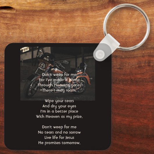 Christian Memorial Keepsake Motorcycle Biker Sleutelhanger (Achterkant)