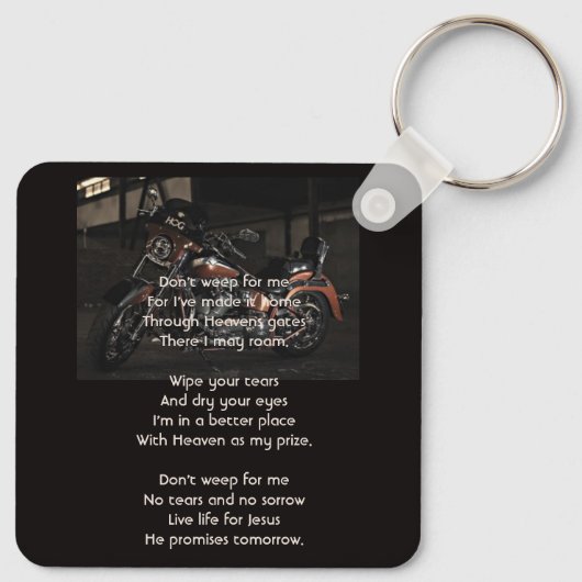 Christian Memorial Keepsake Motorcycle Biker Sleutelhanger (Achterkant)