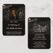 Christian Memorial Keepsake Motorcycle Biker Visitekaartje (Voorkant / Achterkant)