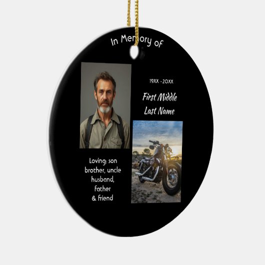 Christian Memorial Keepsake Motorcycle Chopper Keramisch Ornament (Rechts)