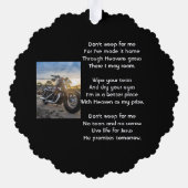 Christian Memorial Keepsake Motorcycle Chopper Ornament Kaart (Achterkant)