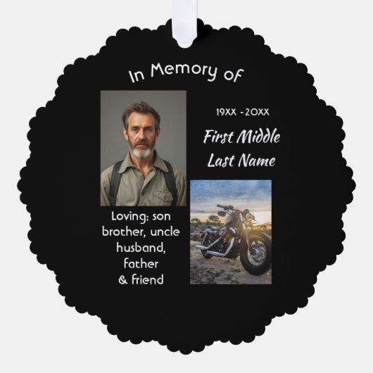 Christian Memorial Keepsake Motorcycle Chopper Ornament Kaart (Voorkant)